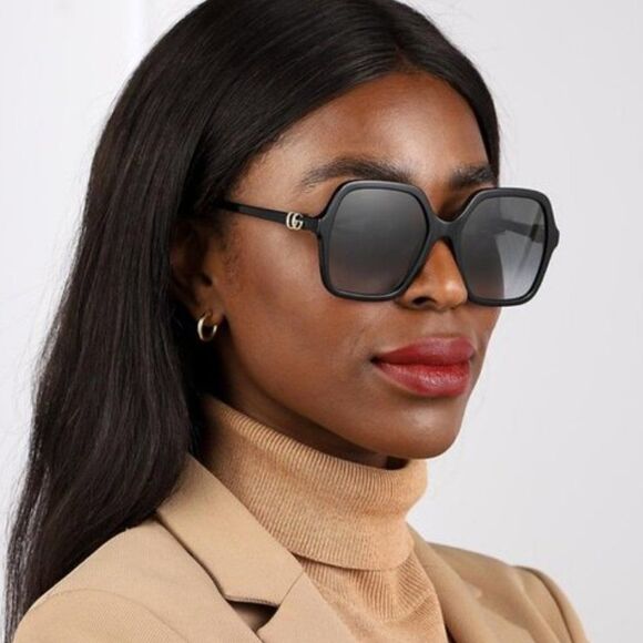 NEW GUCCI GG1072S 001 Black Gray Gradient Square Women Sunglasses - Picture 1 of 12